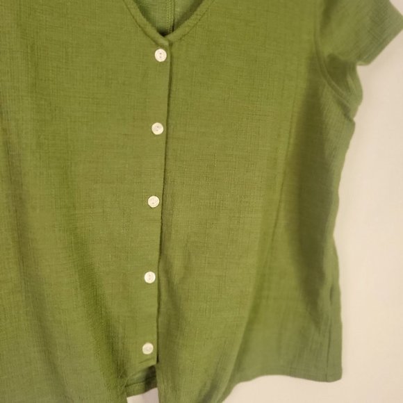 J. CREW Vneck, button, knot tie, short sleeve, womens size large - Picture 3 of 11